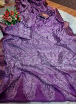 Soft Dola Silk Purple Festival Wear Ajrakh Printed Saree